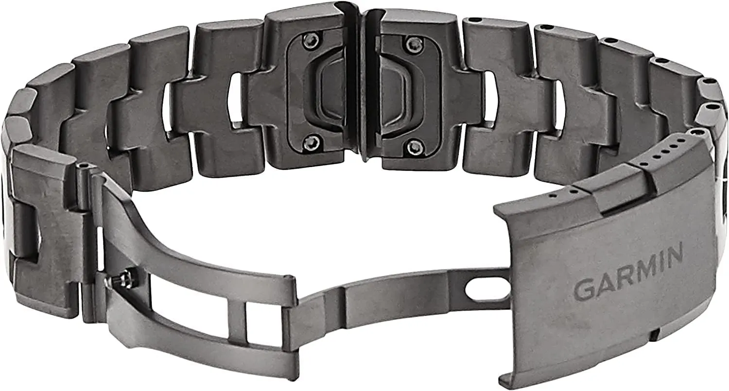 Garmin QuickFit 22 Watch Band - Vented Titanium Bracelet with Carbon Gray DLC Coating