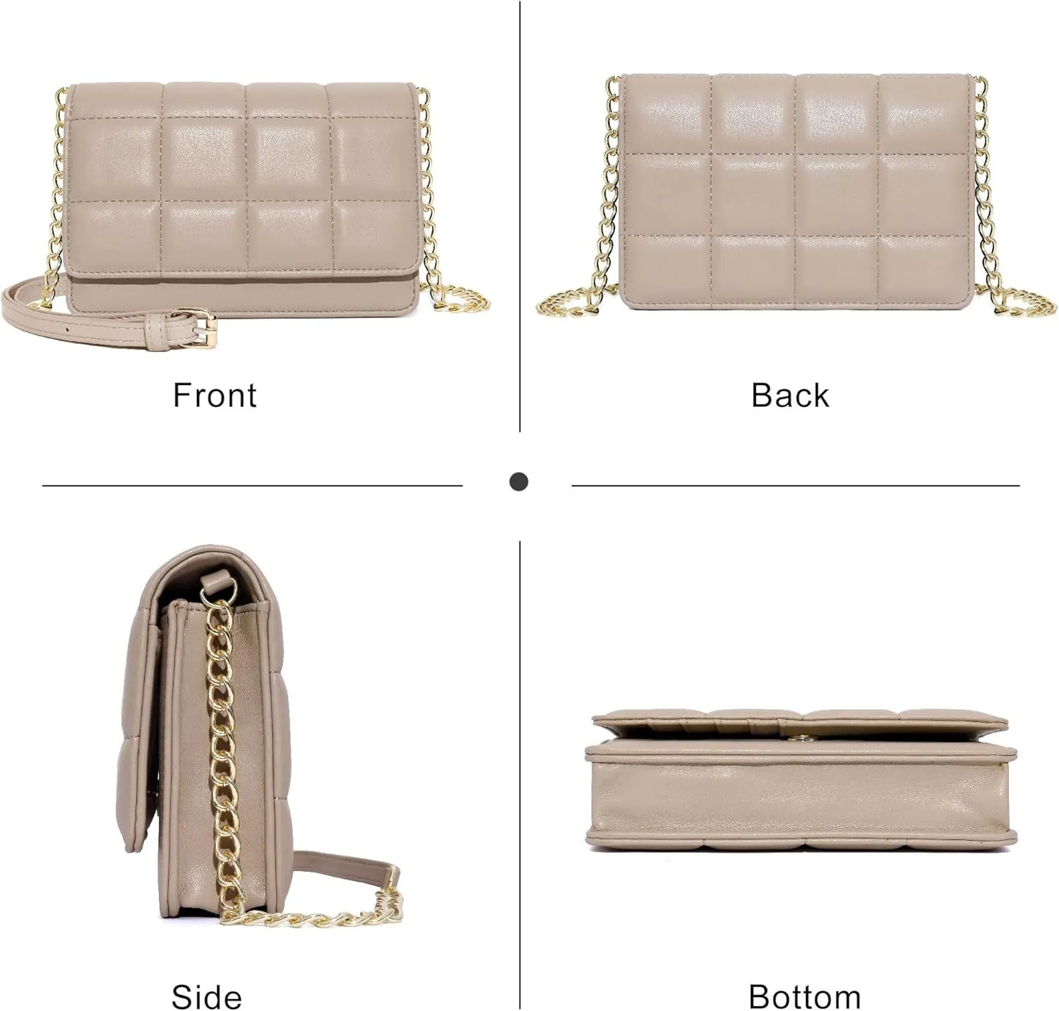 GEEAD Small Purses for Women Trendy Quilted Leather Mini Crossbody Wallet Chain Little Shoulder Phone Purse Evening Bag