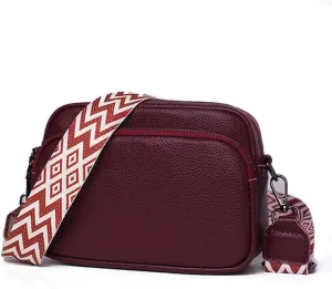 Genuine Leather Crossbody Bag for Women Adjustable Wide Guitar Strap Shoulder Bag Trendy Crossbody Camera Bag