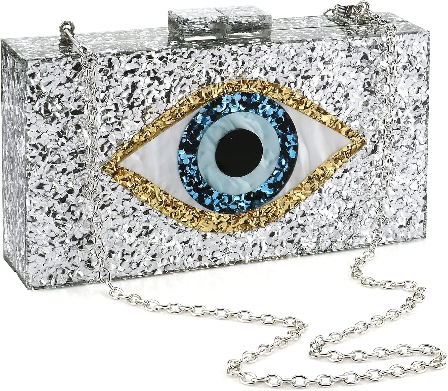 Gets Acrylic Clutch Purses for Women Evening Bag Eyes Multicolor Perspex Box Clutch Glitter Purse Handbags Crossbody Bag