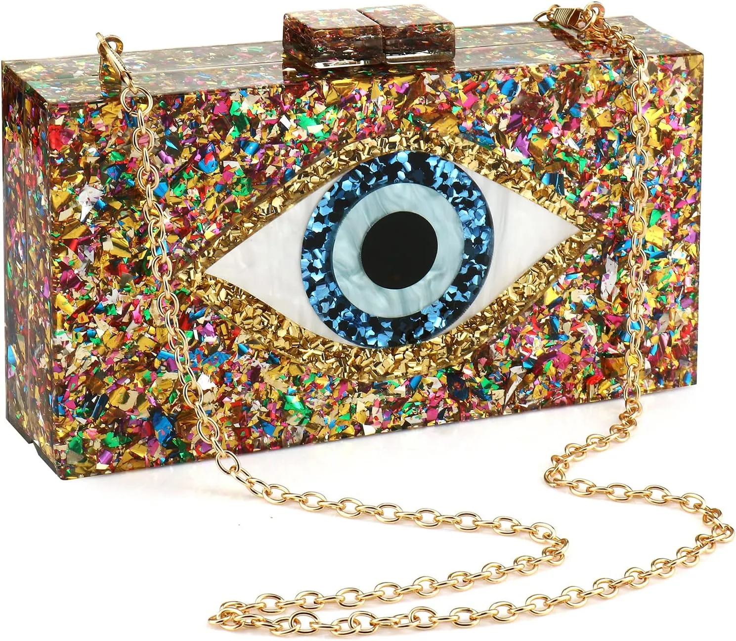Gets Acrylic Clutch Purses for Women Evening Bag Eyes Multicolor Perspex Box Clutch Glitter Purse Handbags Crossbody Bag
