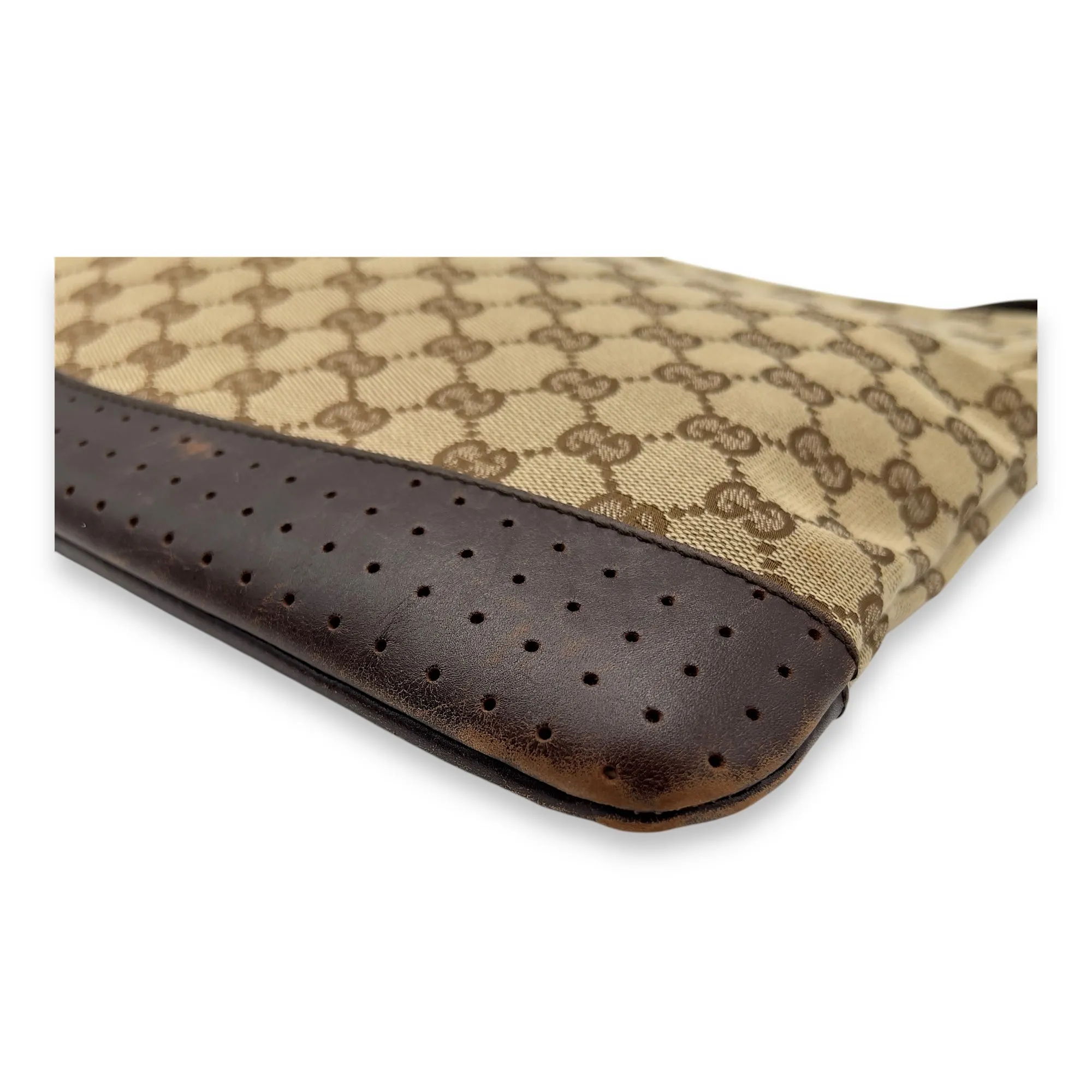 GG Crossbody Bag Brown in Canvas, Gold hardware