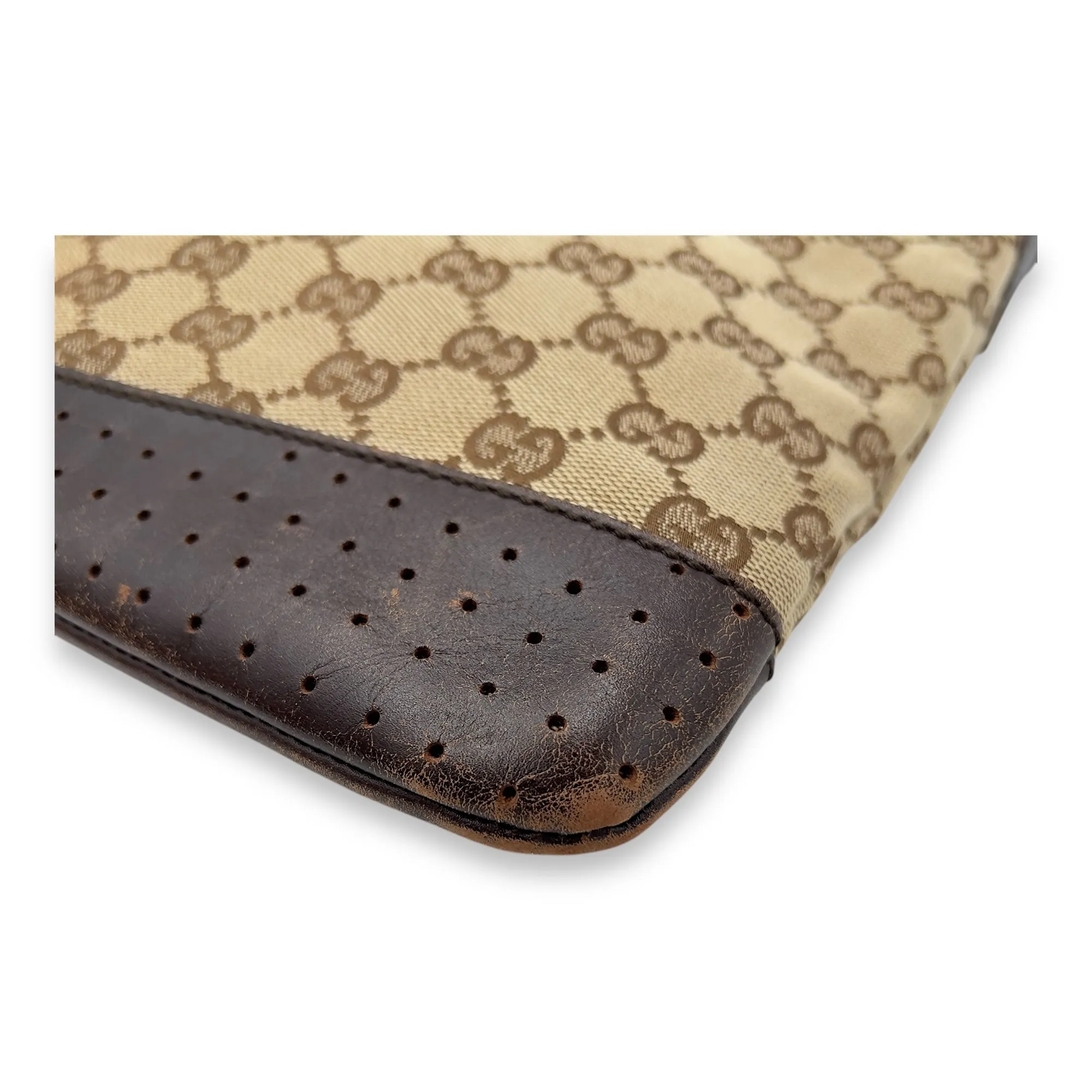 GG Crossbody Bag Brown in Canvas, Gold hardware