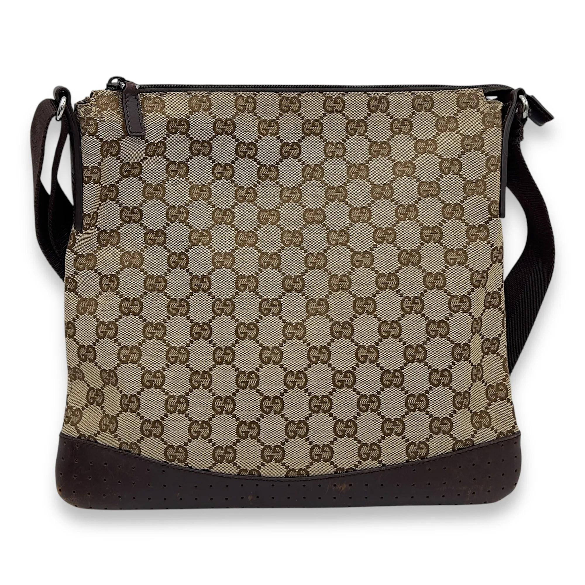 GG Crossbody Bag Brown in Canvas, Gold hardware