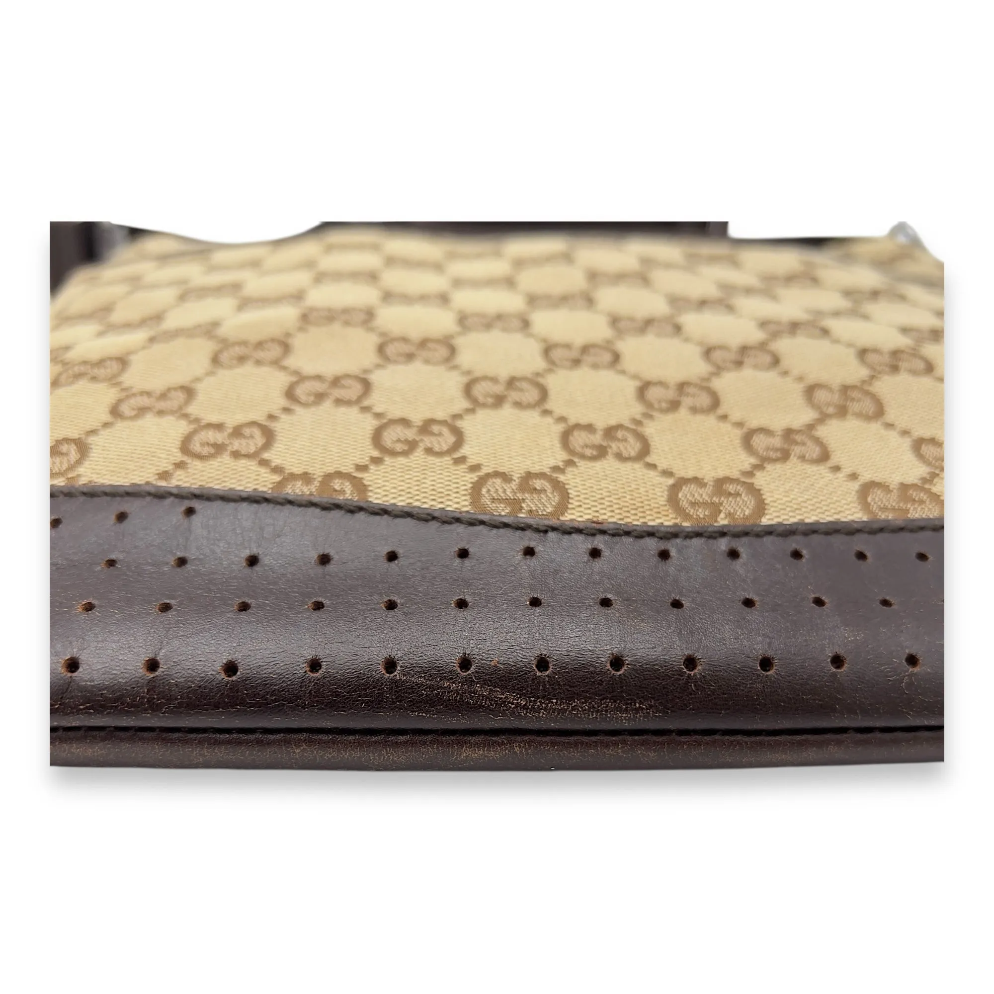 GG Crossbody Bag Brown in Canvas, Gold hardware