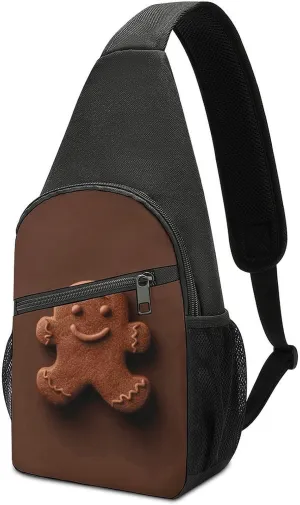 Gingerbread Head Sling Bag Lightweight Crossbody Shoulder Backpacks Hiking Travel Daypack Chest Bag for Women Men