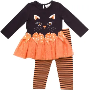 Girls' Cat Applique Tutu Legging Set