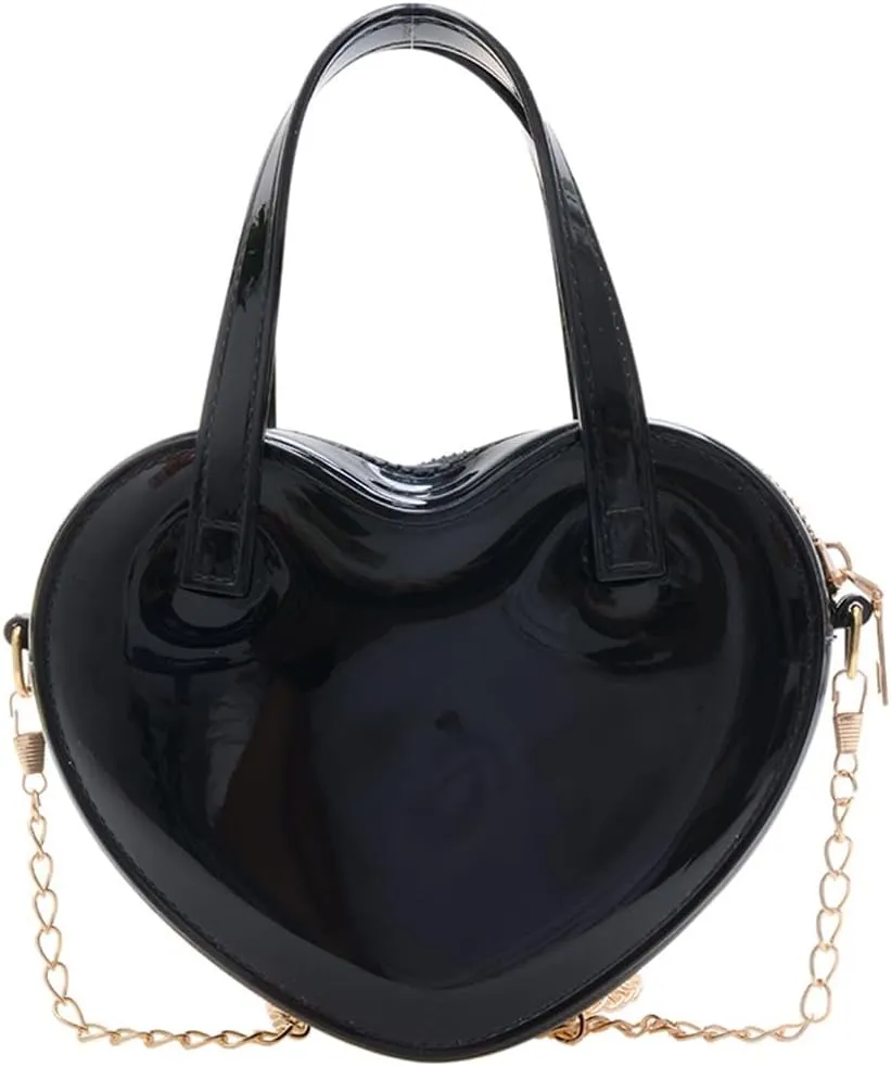 Girls Novelty Mini Heart-Shaped Purse Chain Purse Shoulder Crossbody Bags Tote Handbag Travel Wallet Bag for Women Girl Gift