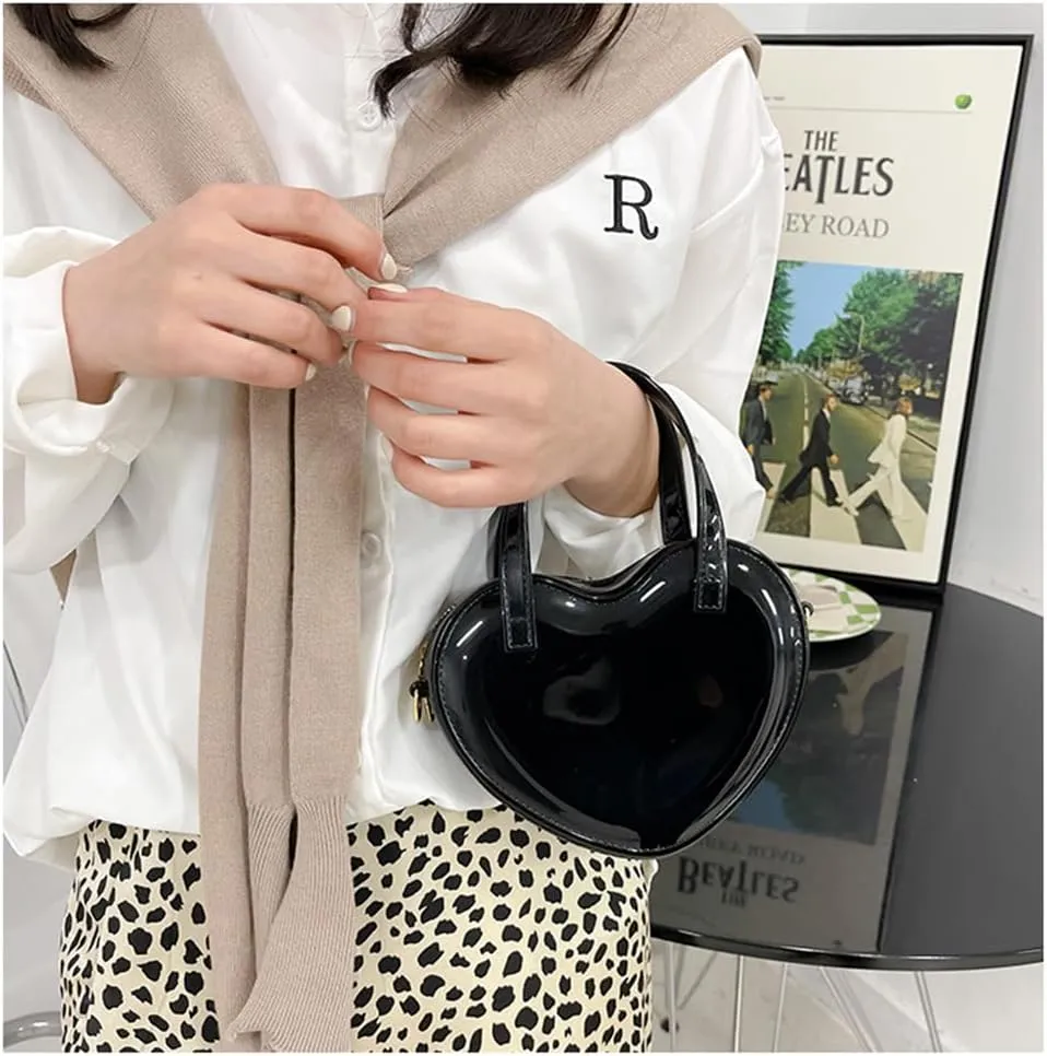 Girls Novelty Mini Heart-Shaped Purse Chain Purse Shoulder Crossbody Bags Tote Handbag Travel Wallet Bag for Women Girl Gift