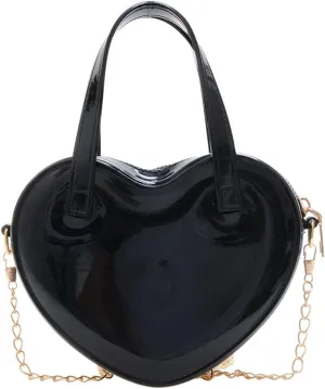 Girls Novelty Mini Heart-Shaped Purse Chain Purse Shoulder Crossbody Bags Tote Handbag Travel Wallet Bag for Women Girl Gift