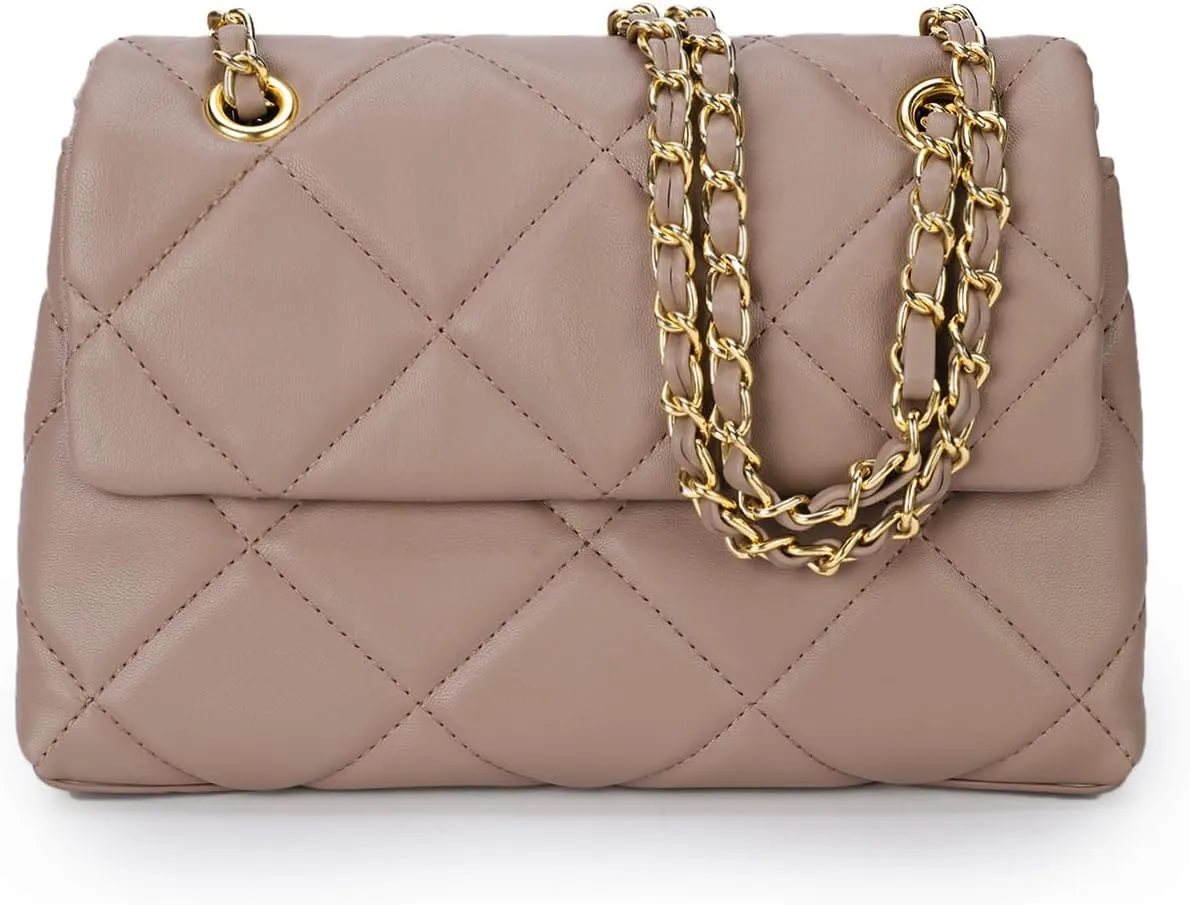 Gladdon Quilted Crossbody Purses for Women Small Ladies Shoulder Bags with Chain Trendy Clutch Purse Cute Designer Bag