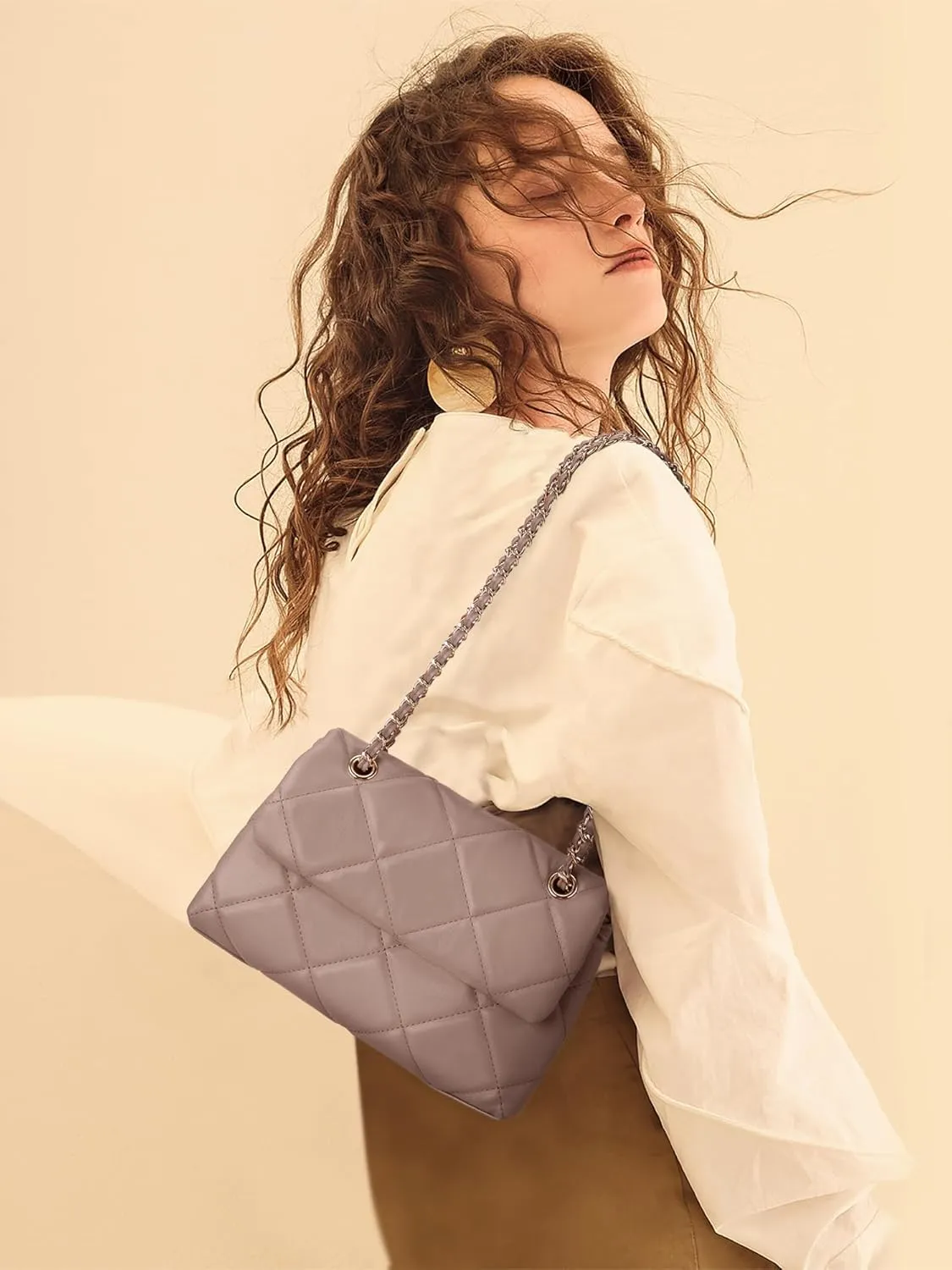 Gladdon Quilted Crossbody Purses for Women Small Ladies Shoulder Bags with Chain Trendy Clutch Purse Cute Designer Bag