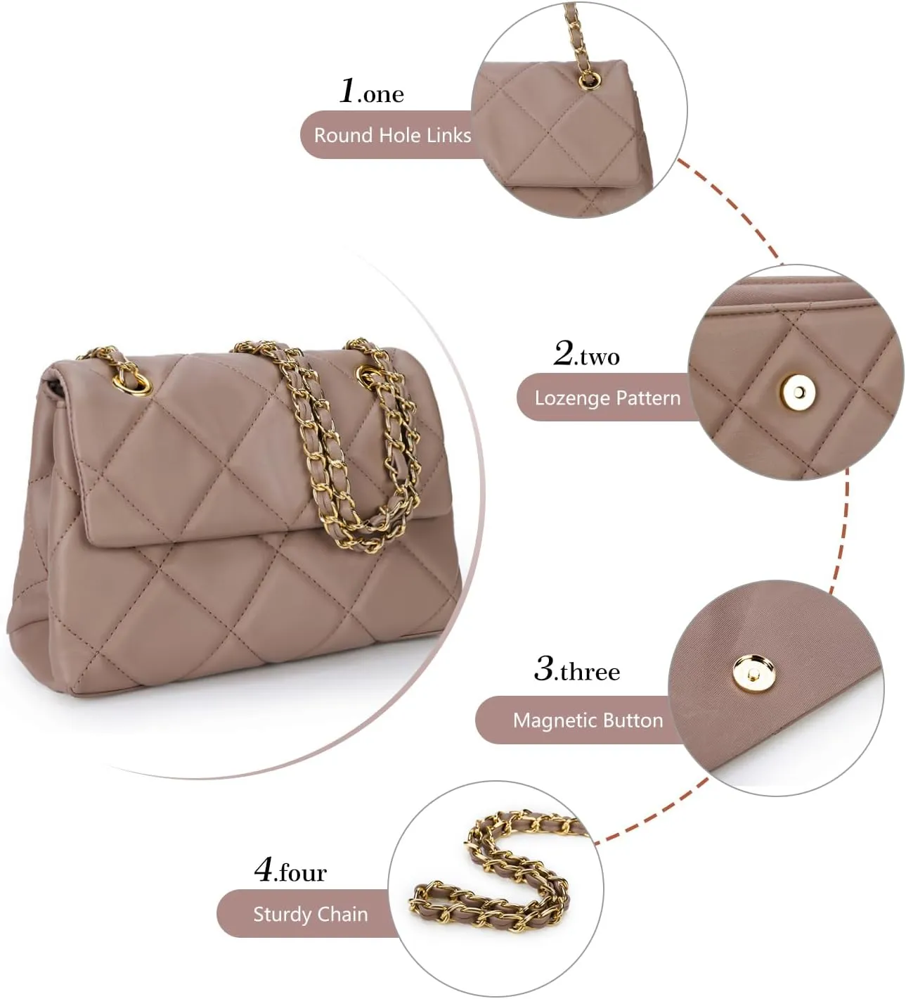 Gladdon Quilted Crossbody Purses for Women Small Ladies Shoulder Bags with Chain Trendy Clutch Purse Cute Designer Bag