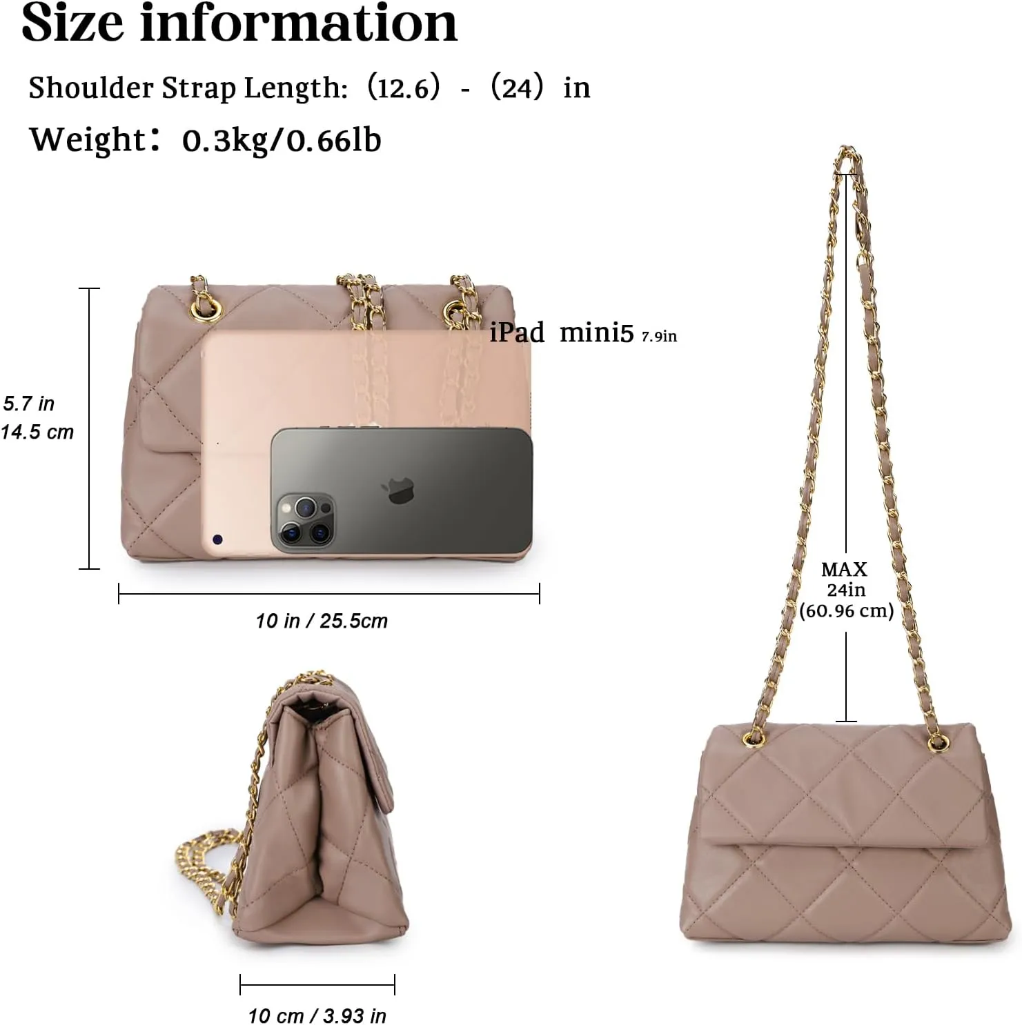 Gladdon Quilted Crossbody Purses for Women Small Ladies Shoulder Bags with Chain Trendy Clutch Purse Cute Designer Bag