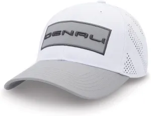 GMC Denali Hat - Perforated White Nylon Structured Cap with Gray Visor - 3D Embroidered Logo Hook and Loop Closure