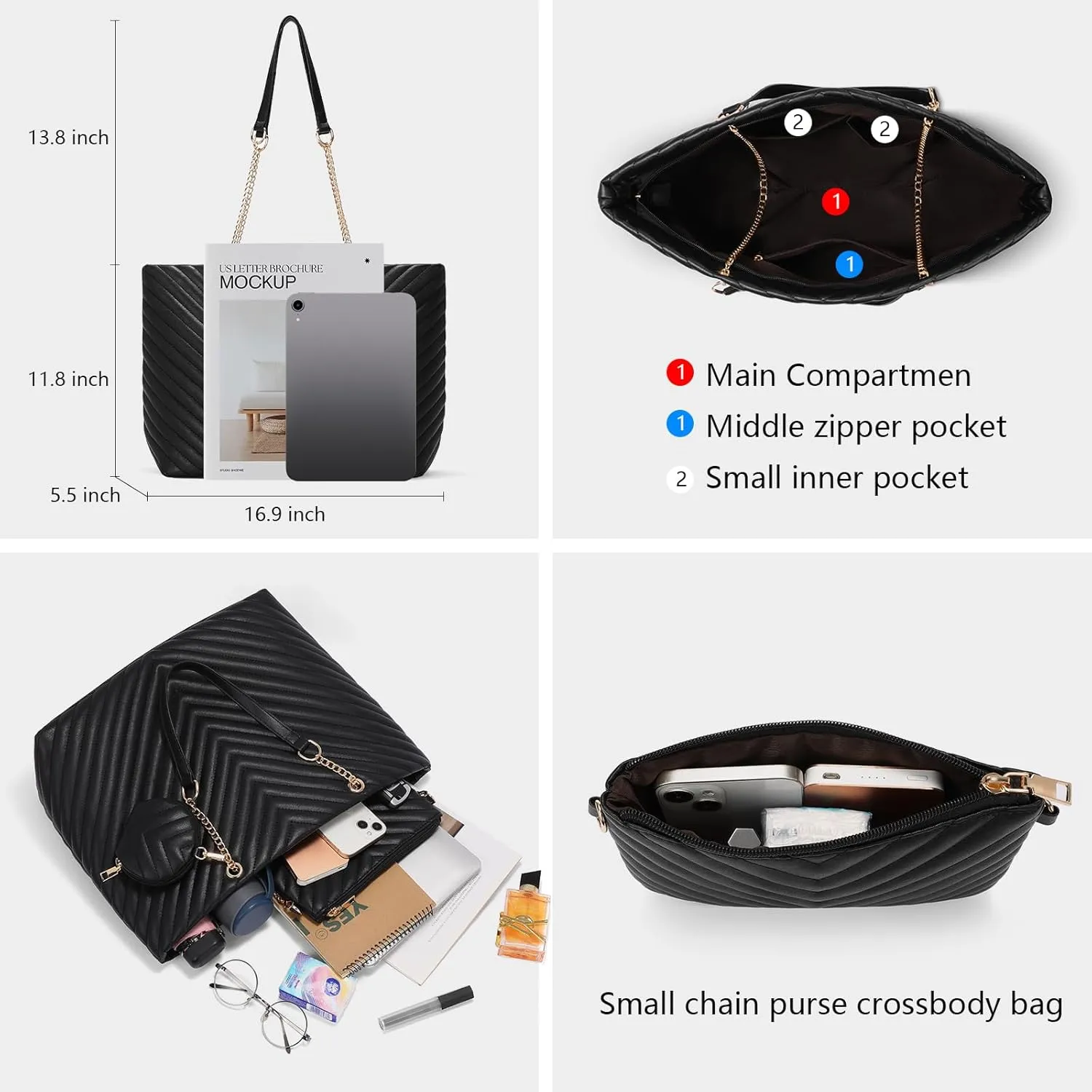 GOIACII Leather Tote Bag for Women - Shoulder Bag with Top Handle
