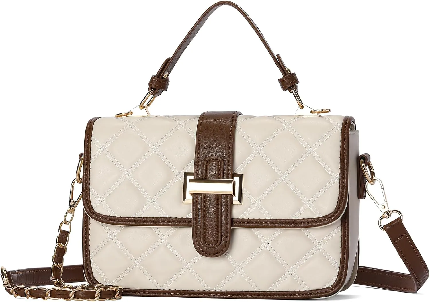 GOIACII Quilted Shoulder Bag Women Leather Designer Purses Small Satchel Crossbody Handbags
