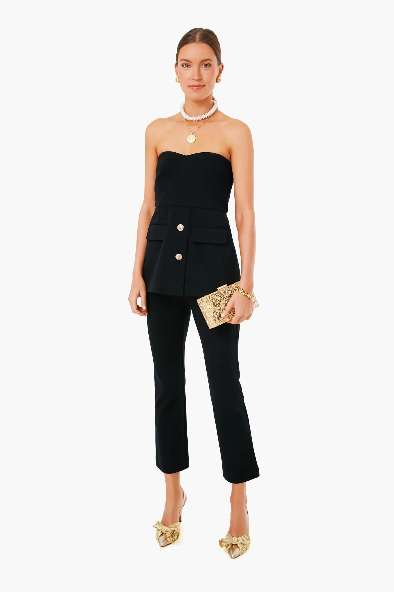 Gold Carmella Metallic Foil Box Clutch