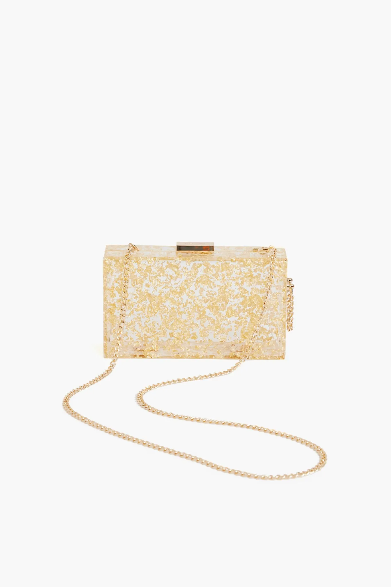 Gold Carmella Metallic Foil Box Clutch
