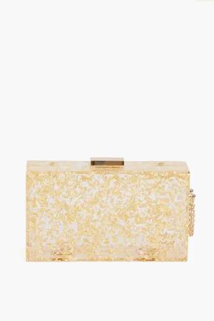 Gold Carmella Metallic Foil Box Clutch