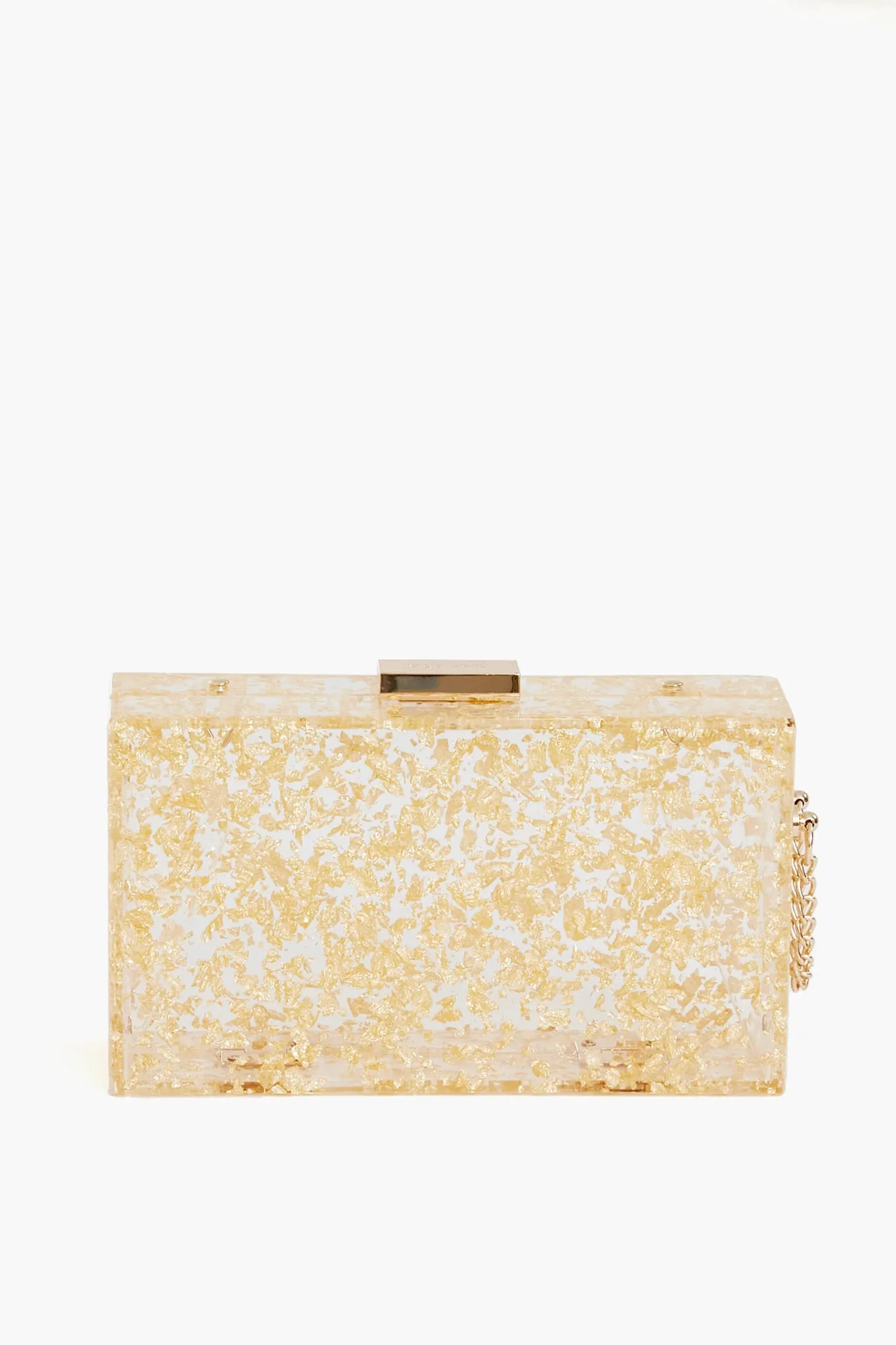 Gold Carmella Metallic Foil Box Clutch