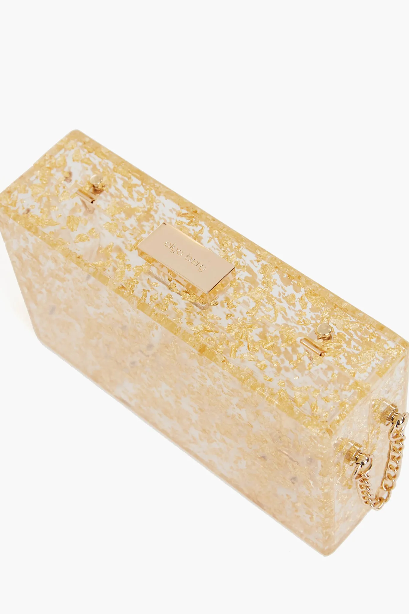 Gold Carmella Metallic Foil Box Clutch