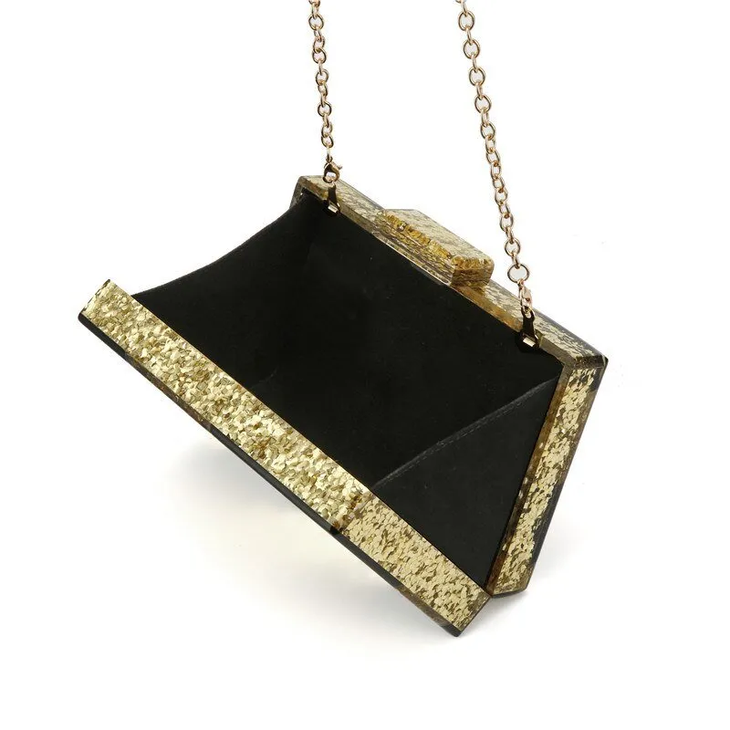 Gold Color Sequin Women Evening Bag Acrylic Clutch Purse