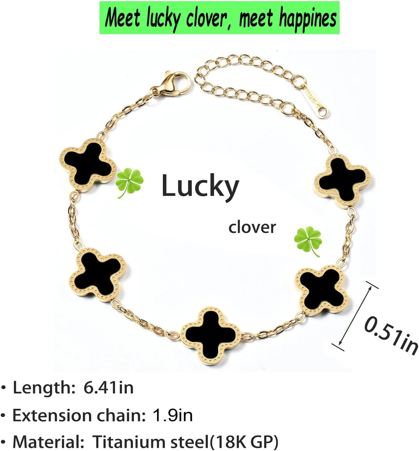Gold Plated Jewelry Bracelet for Women Non Tarnish Bracelet Leaf Clover Charm Flower Bracelet for Women Trendy