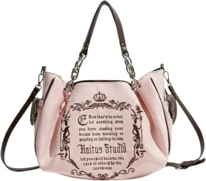 Gothic Chain Tote Bag for Women Travel Vintage Crossbody Bag Big Capacity Single Shoulder Bag Soft Pumpkin Bag (Pink)