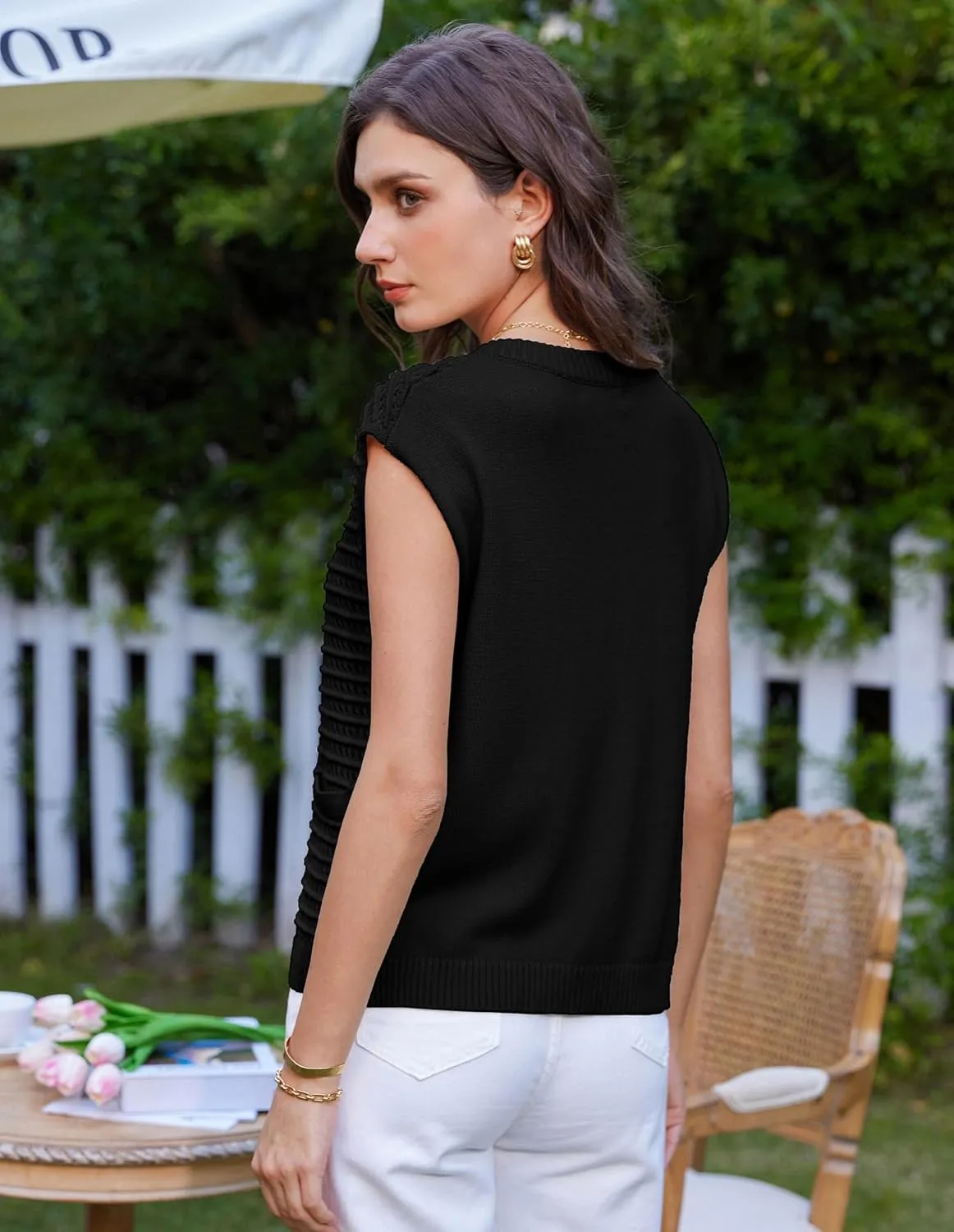 GRACE KARIN 2025 Casual Summer Crochet Open Front Cardigan for Women Button Down Sweater Vest Tops Beach Swim Cover Up
