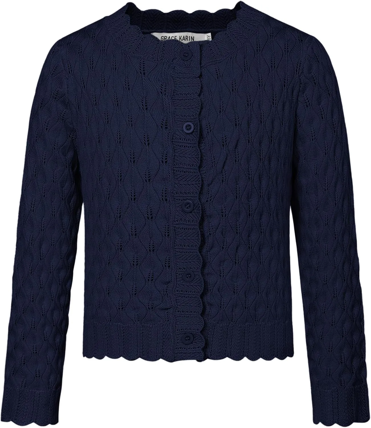 GRACE KARIN Girls Cropped Cardigan Sweaters Long Sleeve Cable Knit Button Front Sweater 5-12Y