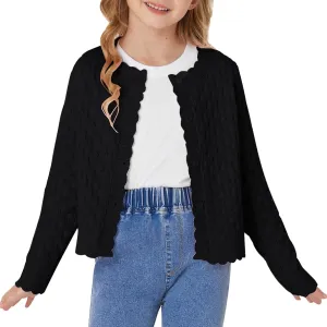 GRACE KARIN Girls Cropped Cardigan Sweaters Long Sleeve Cable Knit Button Front Sweater 5-12Y