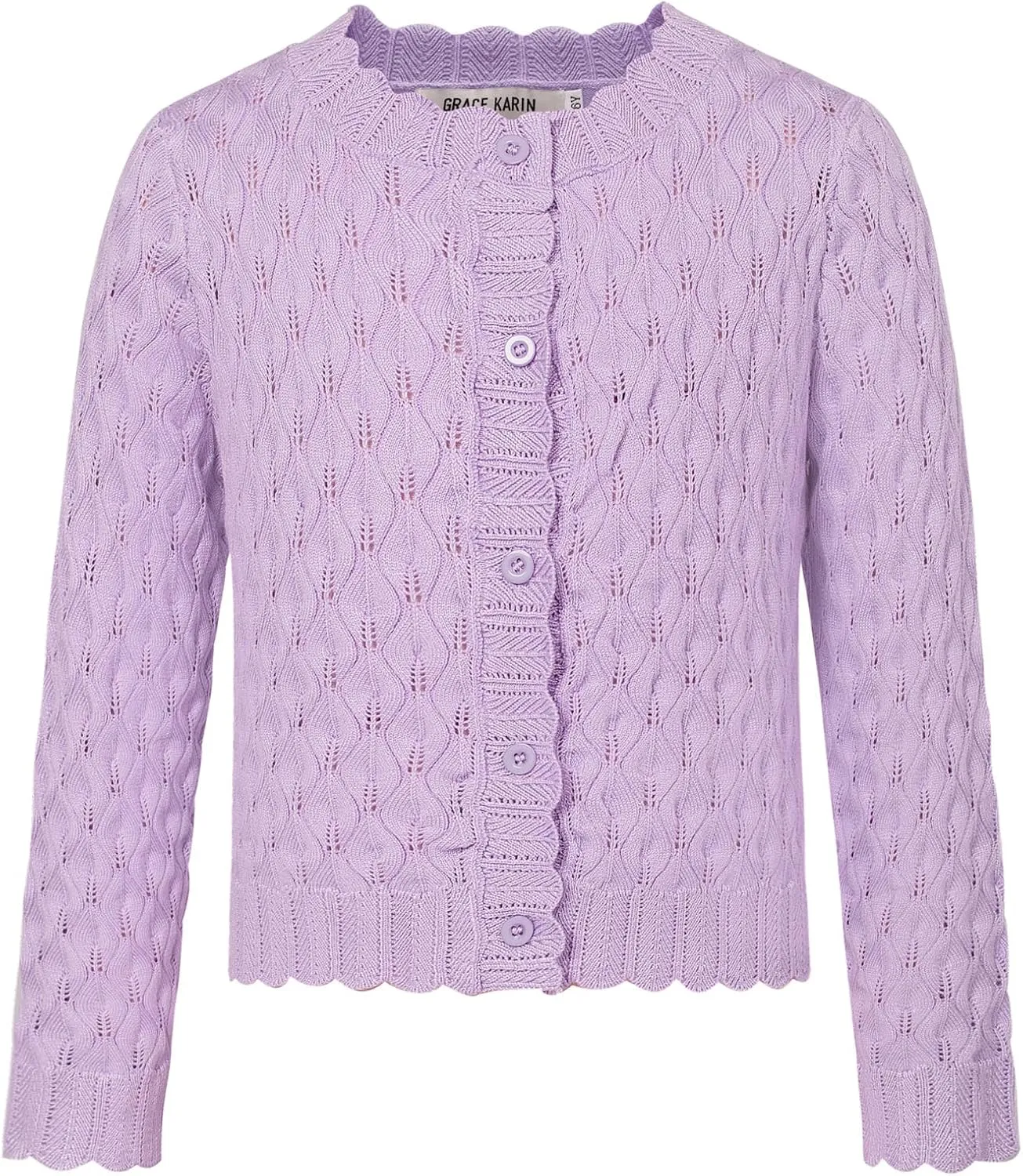 GRACE KARIN Girls Cropped Cardigan Sweaters Long Sleeve Cable Knit Button Front Sweater 5-12Y