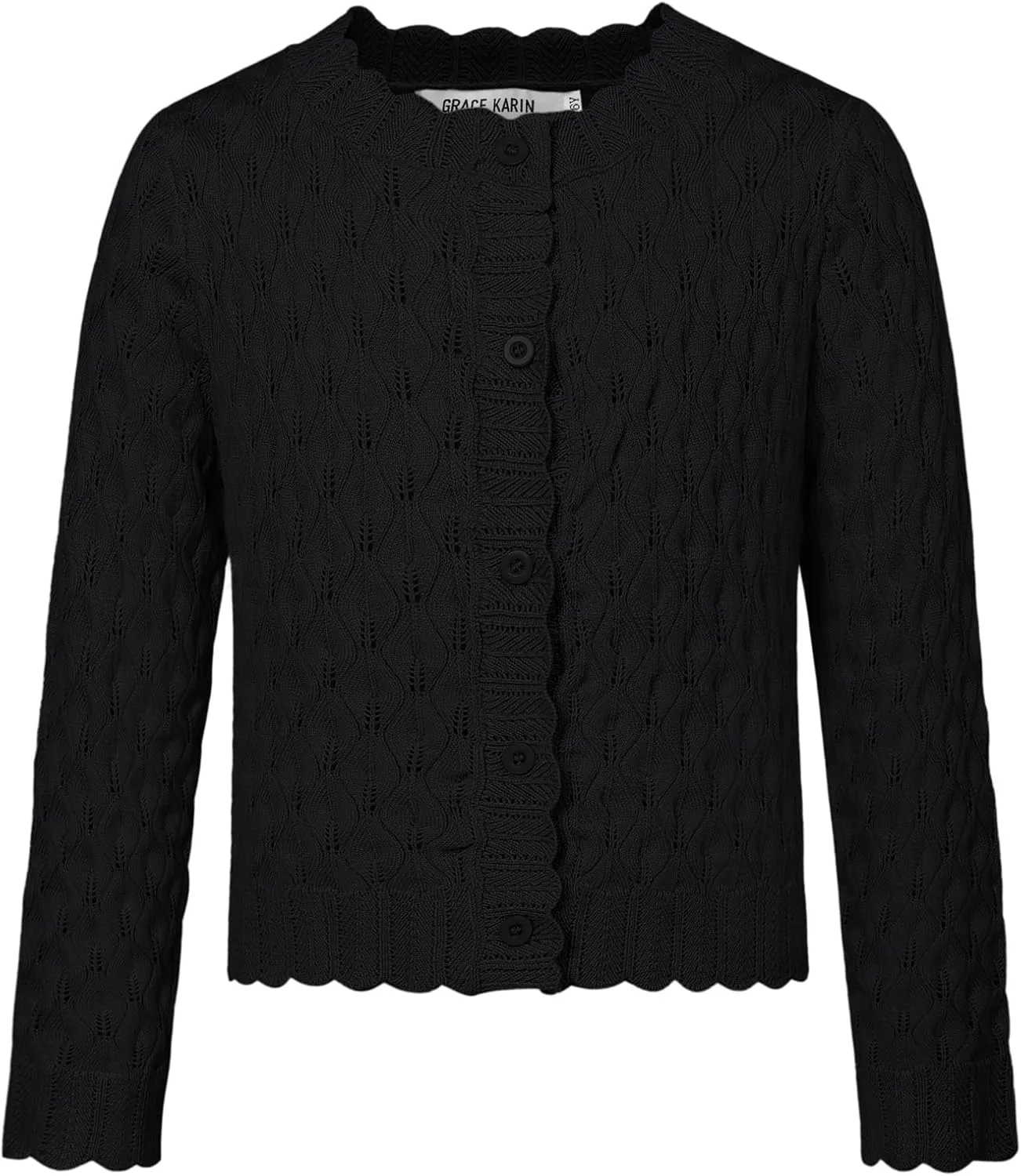 GRACE KARIN Girls Cropped Cardigan Sweaters Long Sleeve Cable Knit Button Front Sweater 5-12Y