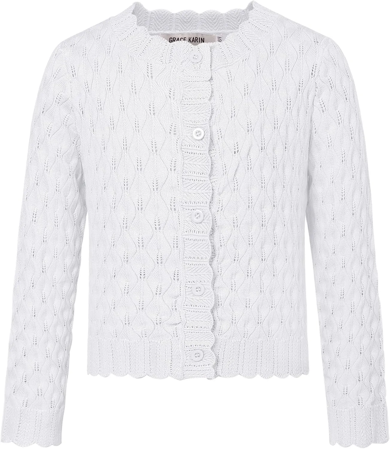 GRACE KARIN Girls Cropped Cardigan Sweaters Long Sleeve Cable Knit Button Front Sweater 5-12Y