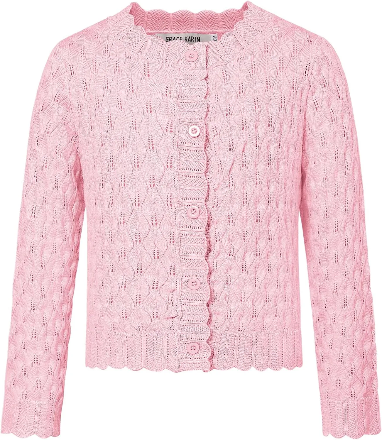 GRACE KARIN Girls Cropped Cardigan Sweaters Long Sleeve Cable Knit Button Front Sweater 5-12Y