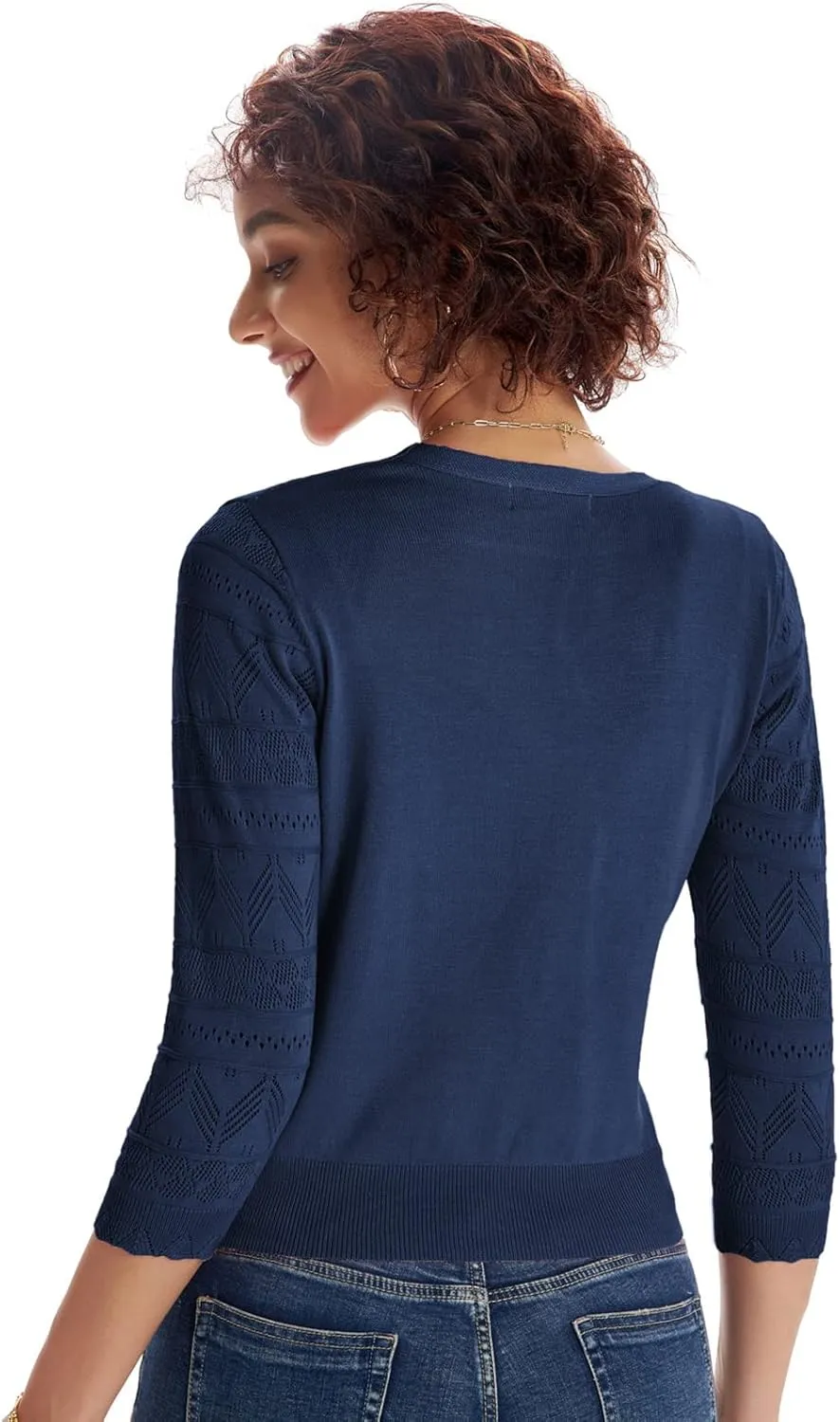 GRACE KARIN Women's Cardigans Shrugs for Dresses 3/4 Sleeve Cardigan V Neck Button Down Sweater Lightweight