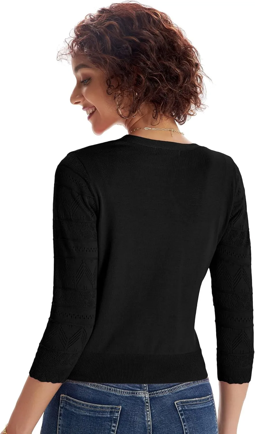 GRACE KARIN Women's Cardigans Shrugs for Dresses 3/4 Sleeve Cardigan V Neck Button Down Sweater Lightweight