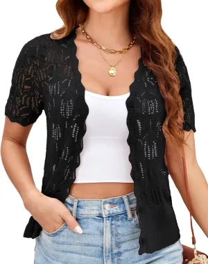 GRACE KARIN Womens Summer Short Sleeve Lightweight Cardigan V Neck Hollow Out Sweater 2025 Trendy Button Down Knit Tops