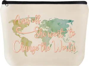 Graduation Gifts for Her Makeup Bag Travel Cosmetic Bag And Off She Went to Change the World Graduation Gift for Daughter Granddaughter Farewell gifts for Coworkers Friends03