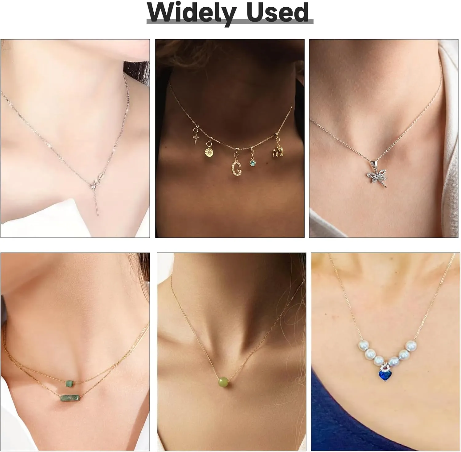 GTVOODX 10Pcs Gold Box Adjustable Necklace Chains Bulk for Jewelry Making 20Inch Stainless Steel Needle Threader Chain with Adjust Clasp