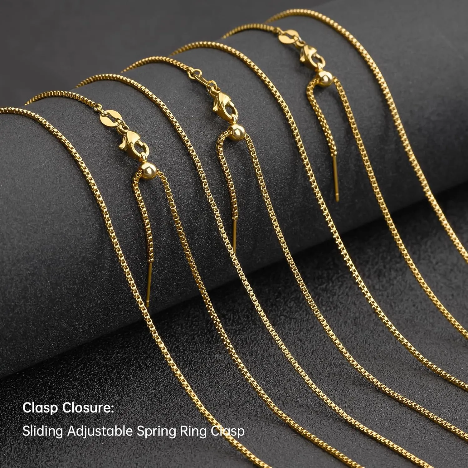 GTVOODX 10Pcs Gold Box Adjustable Necklace Chains Bulk for Jewelry Making 20Inch Stainless Steel Needle Threader Chain with Adjust Clasp