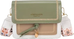 Guitar Strap Color-Block Crossbody Bags for Women Cute Designer Handbags Trendy Cross Body Purse Leather Shoulder Bag