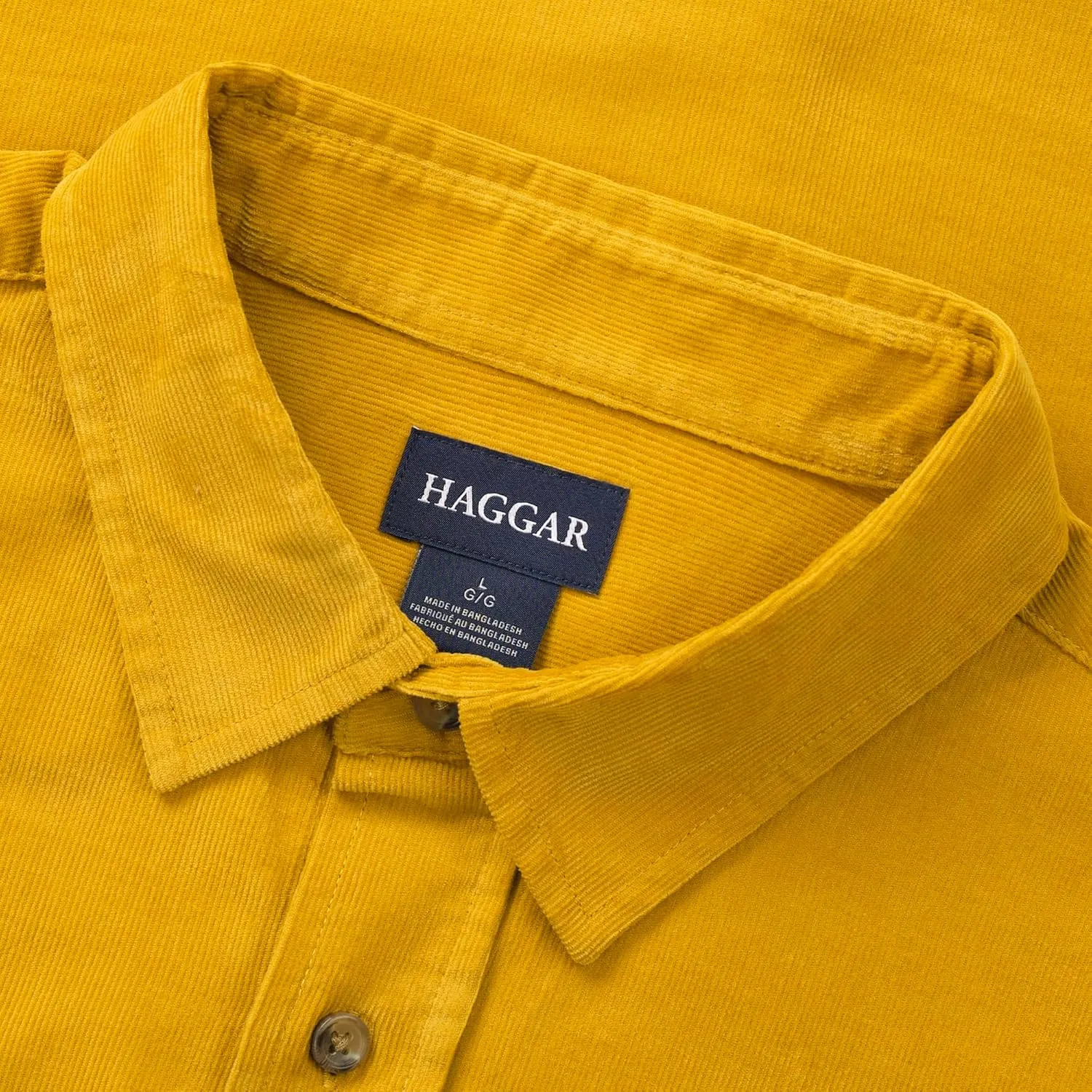 Haggar Men's Long Sleeve Casual Corduroy Button Down Shirt