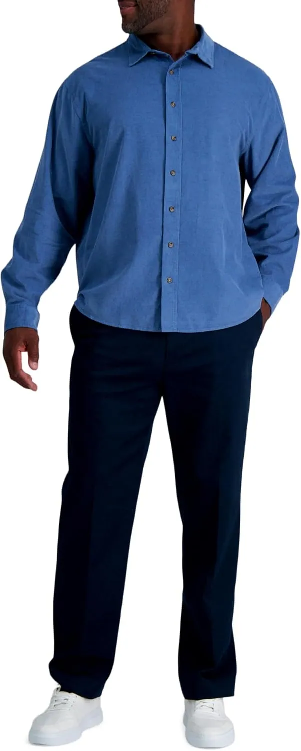 Haggar Men's Long Sleeve Casual Corduroy Button Down Shirt
