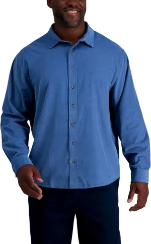 Haggar Men's Long Sleeve Casual Corduroy Button Down Shirt