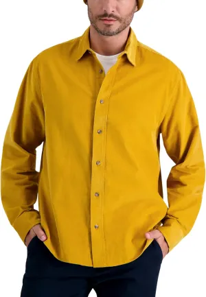 Haggar Men's Long Sleeve Casual Corduroy Button Down Shirt