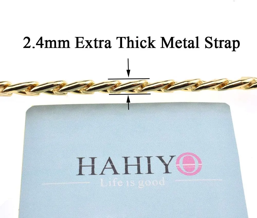 HAHIYO Purse Chain Strap Length 55.1 inches SPOT-ON Gold for Shoulder Cross Body Sling Purse Handbag Clutch Replacement Strap Comfortable Flat 0.4” Wide Enough 2.4mm Extra Thick Metal Strap 1 Pack