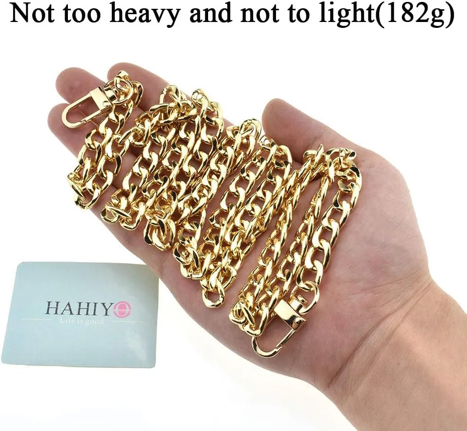 HAHIYO Purse Chain Strap Length 55.1 inches SPOT-ON Gold for Shoulder Cross Body Sling Purse Handbag Clutch Replacement Strap Comfortable Flat 0.4” Wide Enough 2.4mm Extra Thick Metal Strap 1 Pack