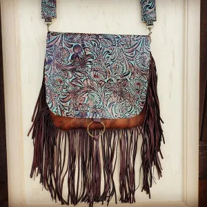 Hair On Hide w/ Turquoise Brown Floral Handbag